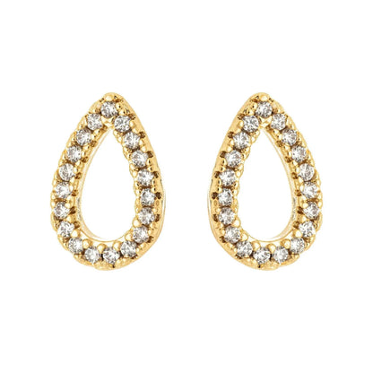 Brinco de gota cravejada banhado a ouro 18k - Biju & Cia.