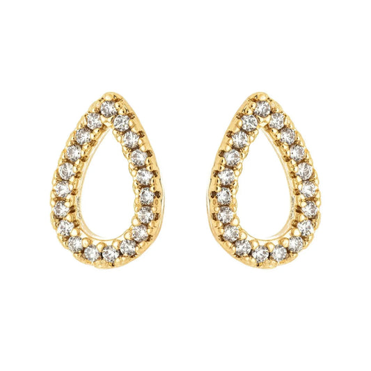 Brinco de gota cravejada banhado a ouro 18k - Biju & Cia.