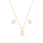 Conjunto coração com zircônia banhado a ouro 18k