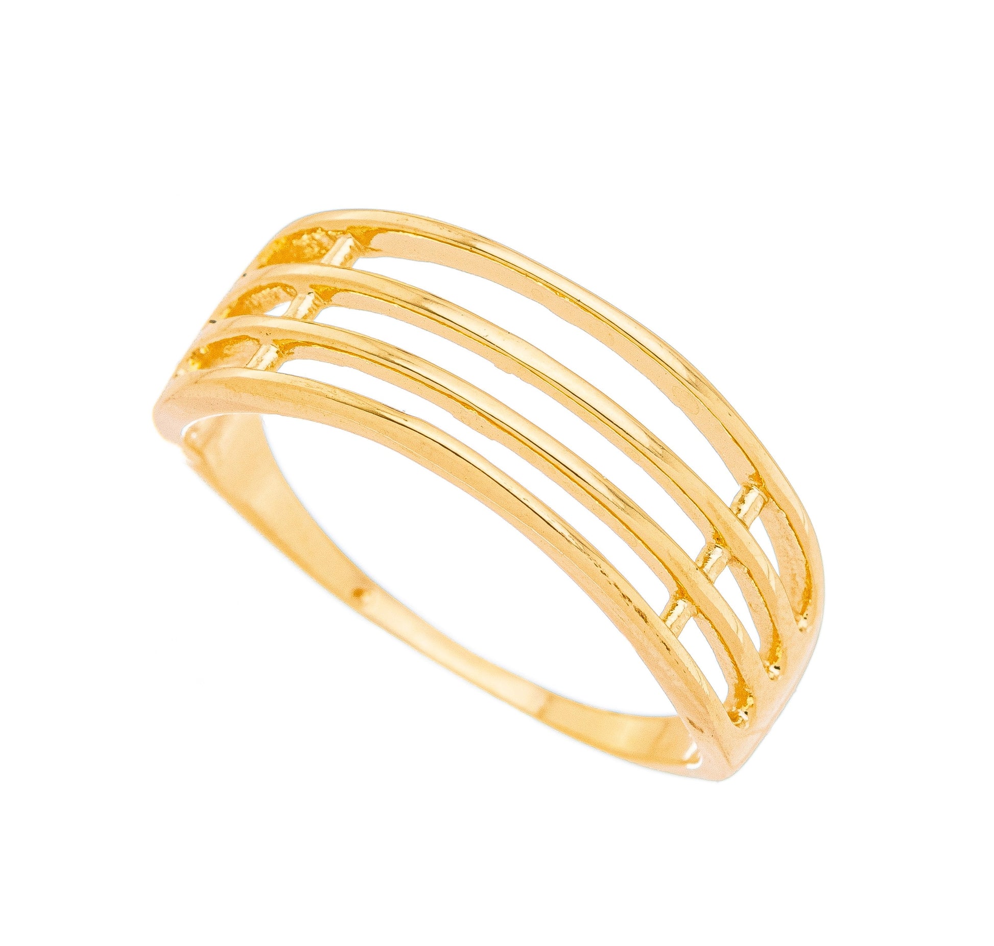 Anel Quatro Fios Liso banhado a ouro 18k - Biju & Cia.