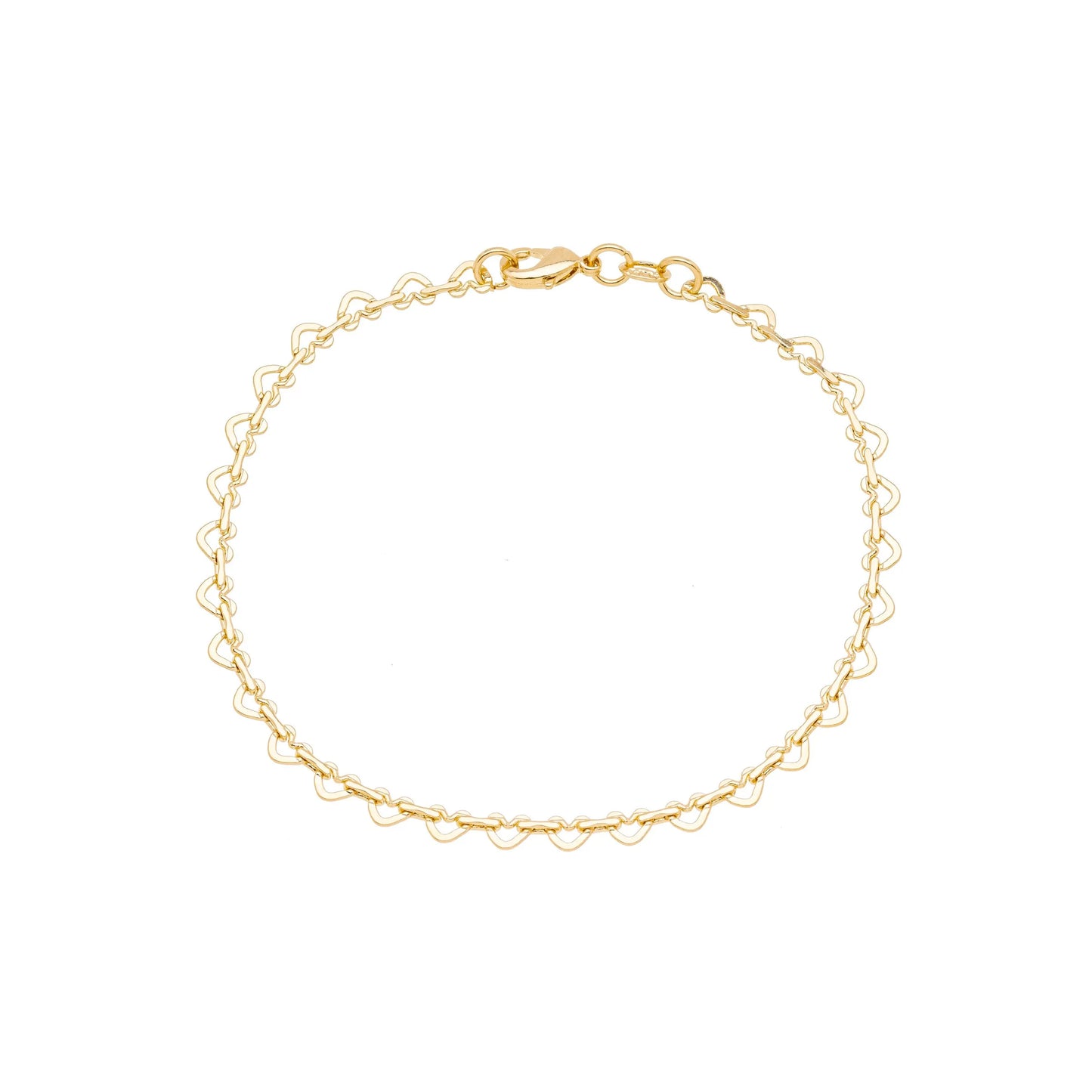 Pulseira de corações banhada a ouro 18k
