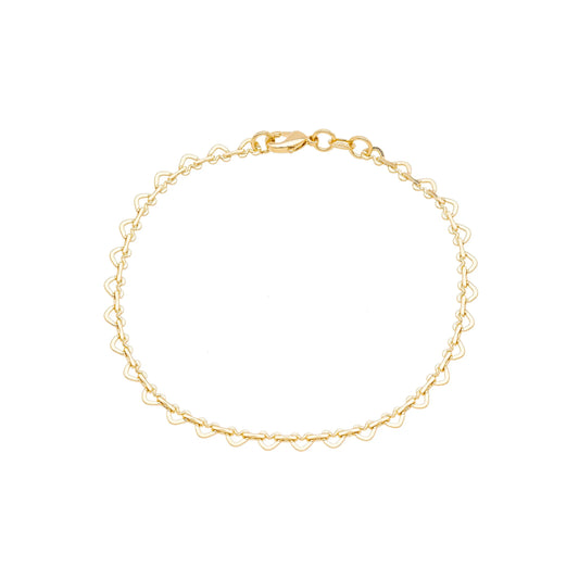 Pulseira de corações banhada a ouro 18k