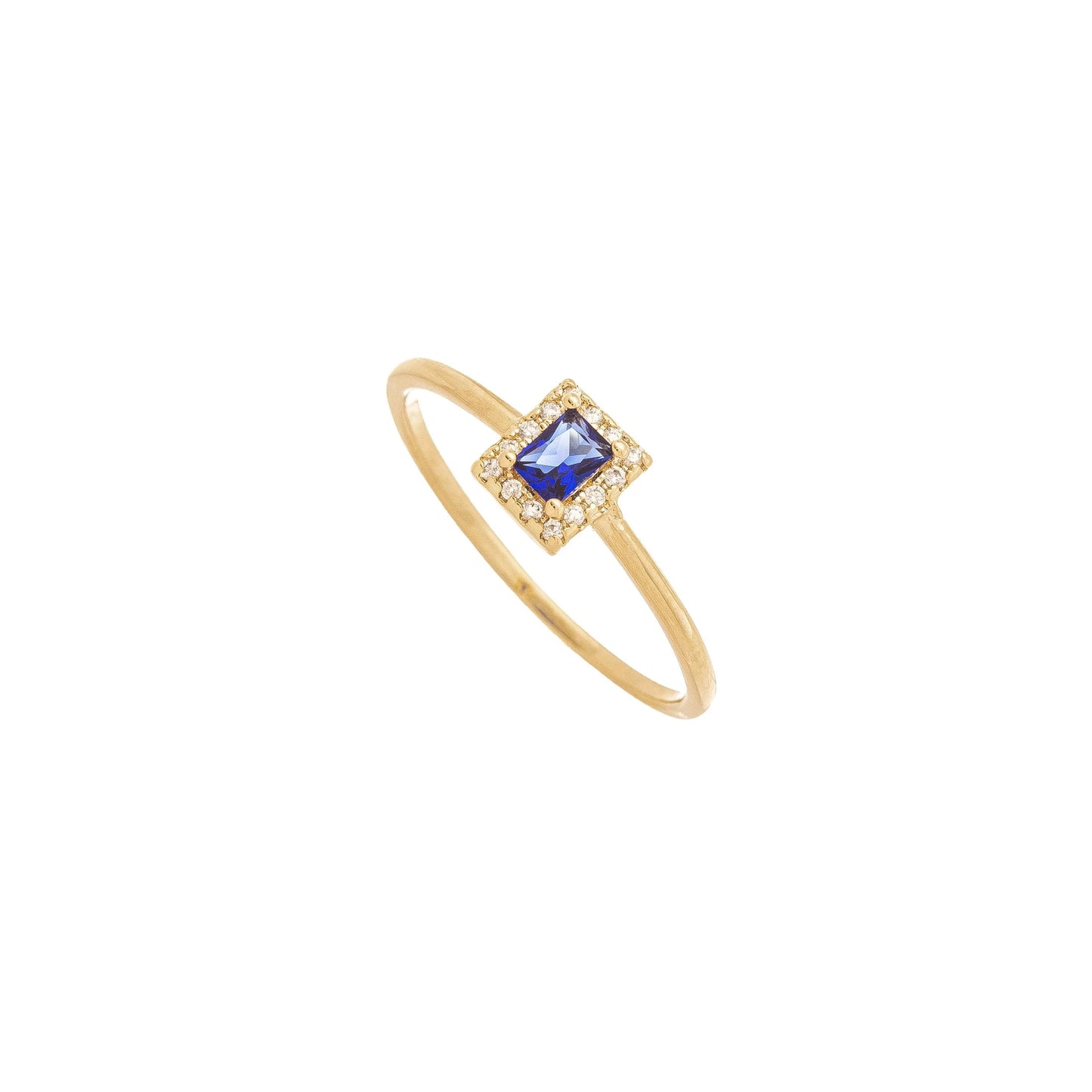 Anel quadrado com pedras banhado a ouro 18k - Biju & Cia.