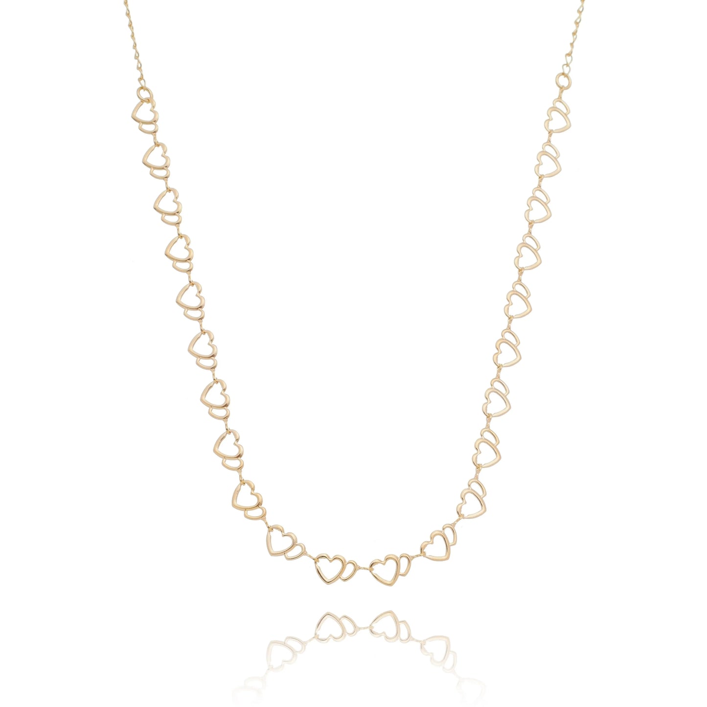 Gargantilha choker corações banhada em ouro 18k - Biju & Cia.