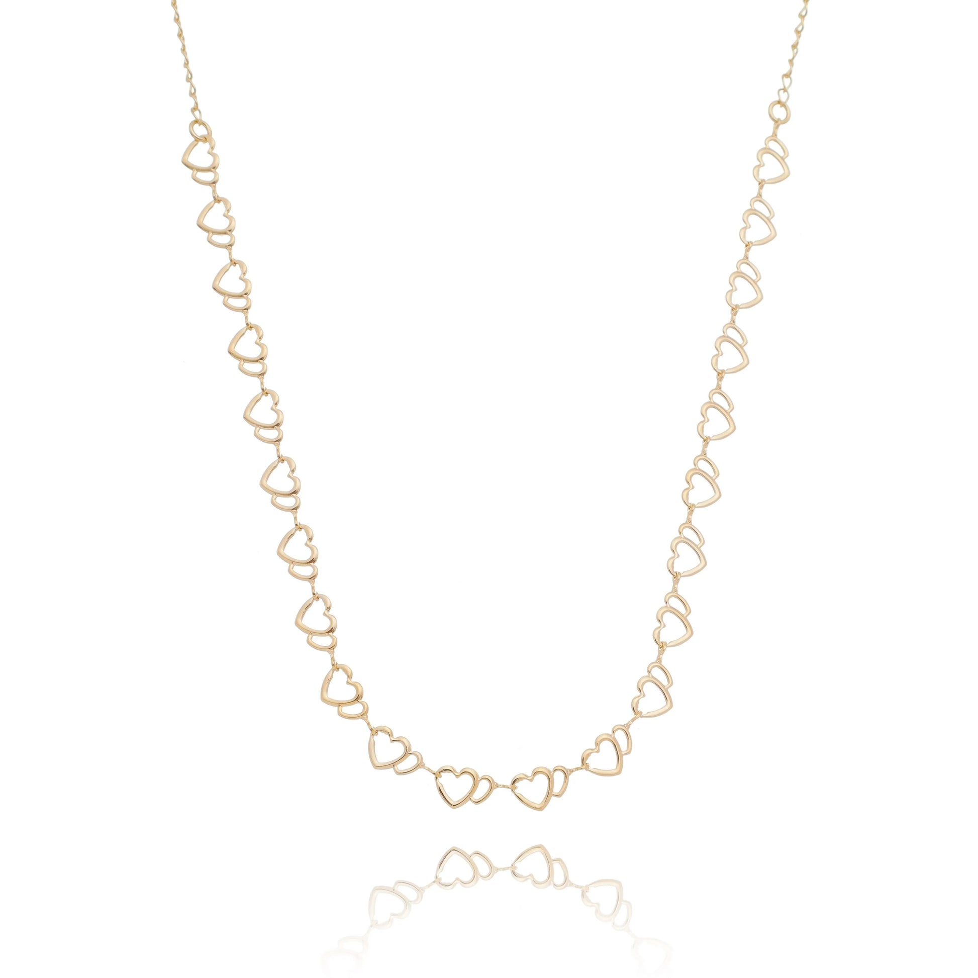 Gargantilha choker corações banhada em ouro 18k - Biju & Cia.