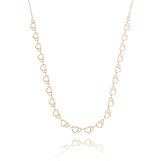 Gargantilha choker corações banhada em ouro 18k - Biju & Cia.