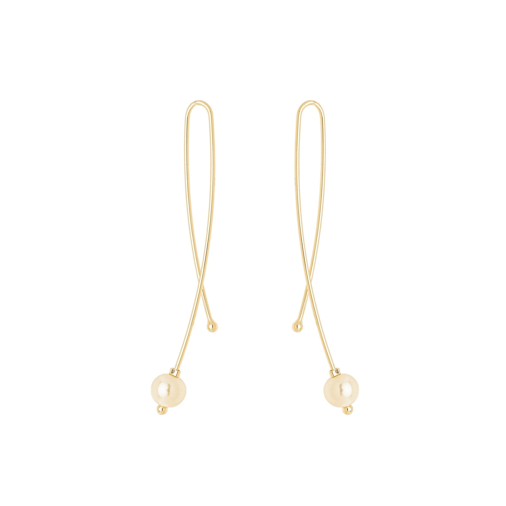Brinco de fio com pérola banhado a ouro 18k - Biju & Cia.