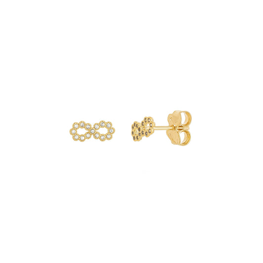 Brinco de infinito com zircônias banhado a ouro 18k - Biju & Cia.