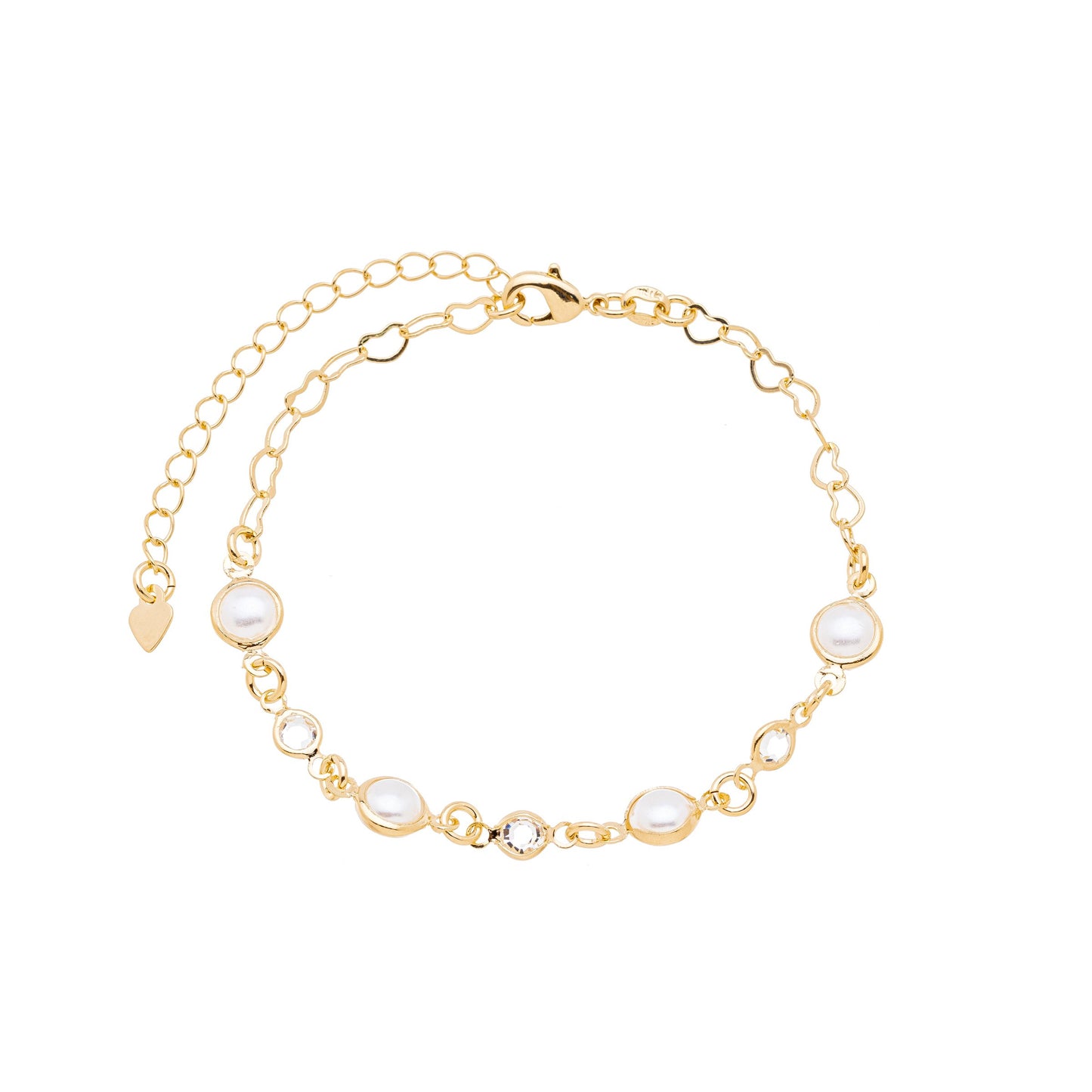 Pulseira pérolas e zircônias banhada a ouro 18k