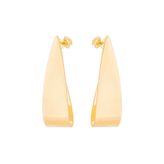 Brinco de argola oval banhado a ouro 18k - Biju & Cia.