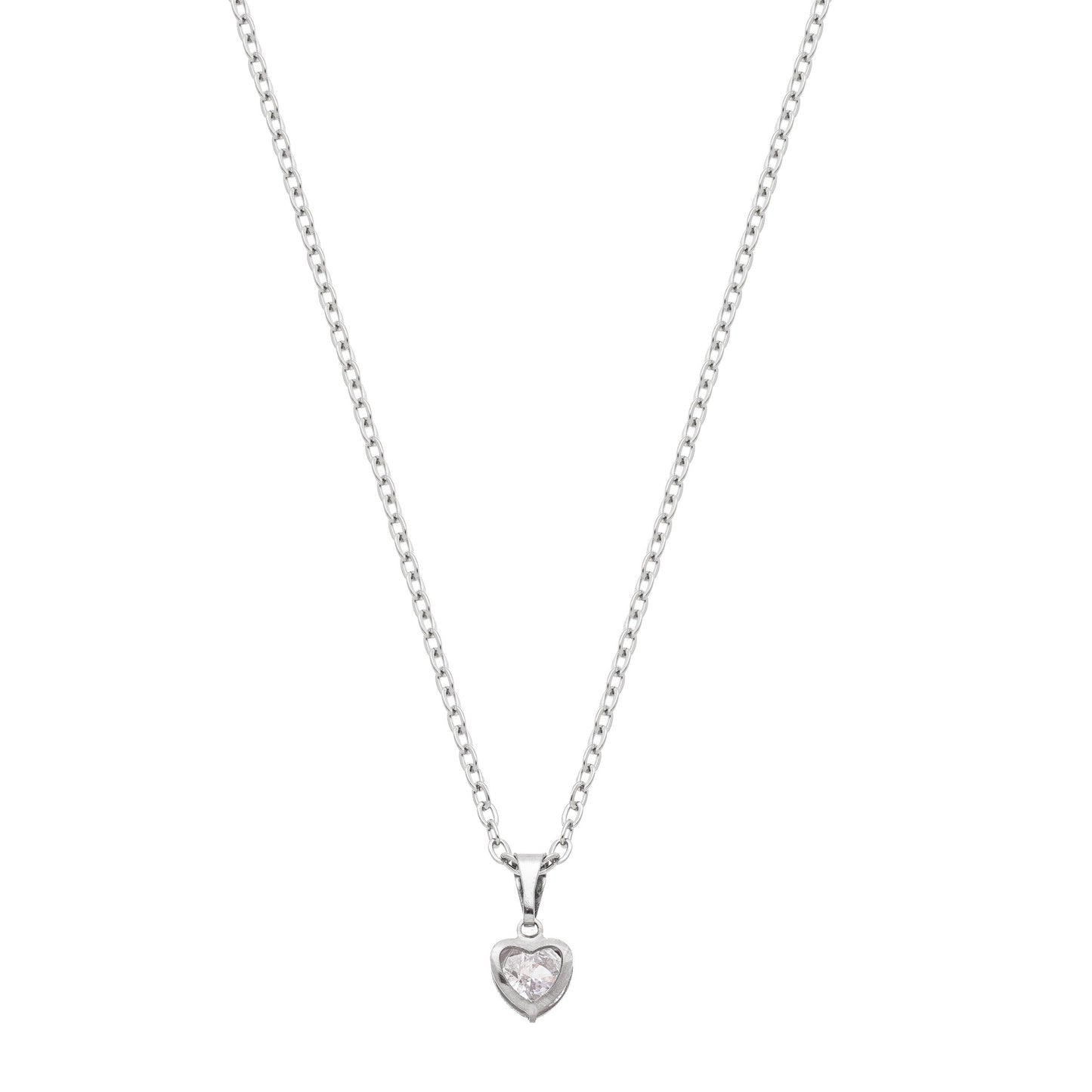 Gargantilha choker com coração de zircônia em aço inox - Biju & Cia.
