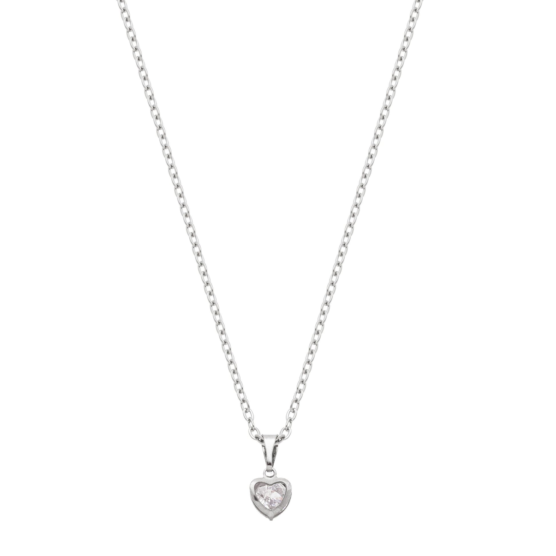 Gargantilha choker com coração de zircônia em aço inox - Biju & Cia.