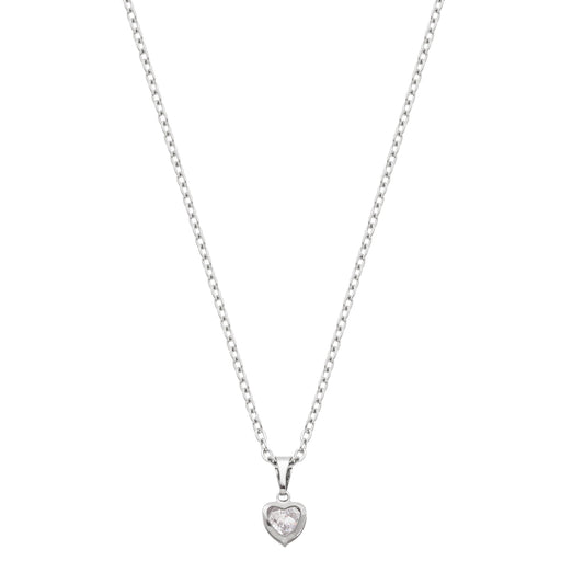 Gargantilha choker com coração de zircônia em aço inox - Biju & Cia.