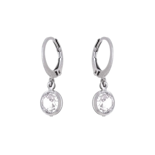 Argola com zircônia em aço inox - Biju & Cia.