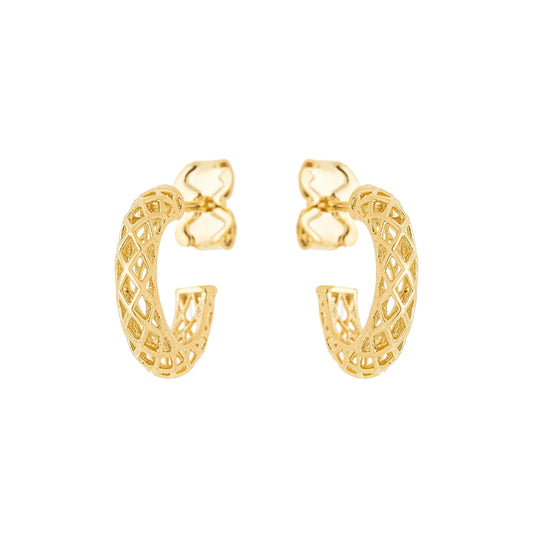 Brinco de argola vazada pequeno banhado a ouro 18k - Biju & Cia.
