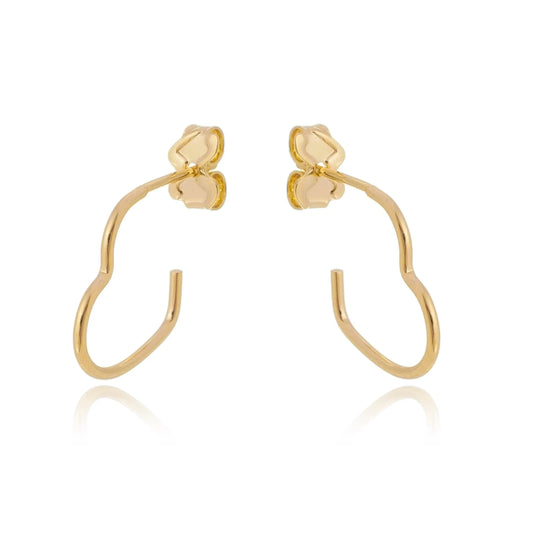 Brinco de argola de coração banhado a ouro 18k - Biju & Cia.