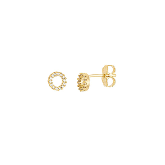 Brinco de círculo com zircônias banhado a ouro 18k - Biju & Cia.