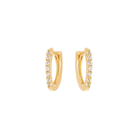 Brinco de argola articulada com zircônias banhado a ouro 18k - Biju & Cia.