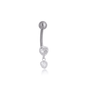 Piercing para umbigo bolinha e corações zircônia em prata 925 - Biju & Cia.