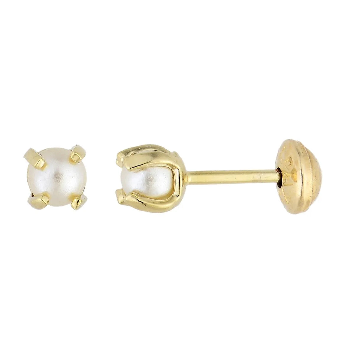 Brinco infantil com pérola pequena banhado a ouro 18k - Biju & Cia.