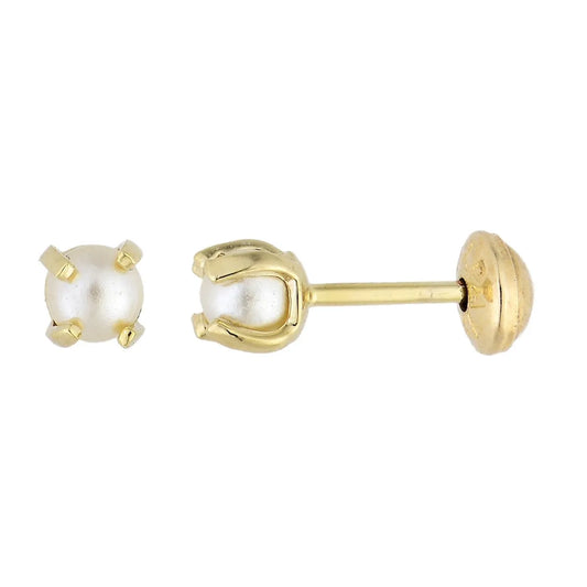 Brinco infantil com pérola pequena banhado a ouro 18k - Biju & Cia.