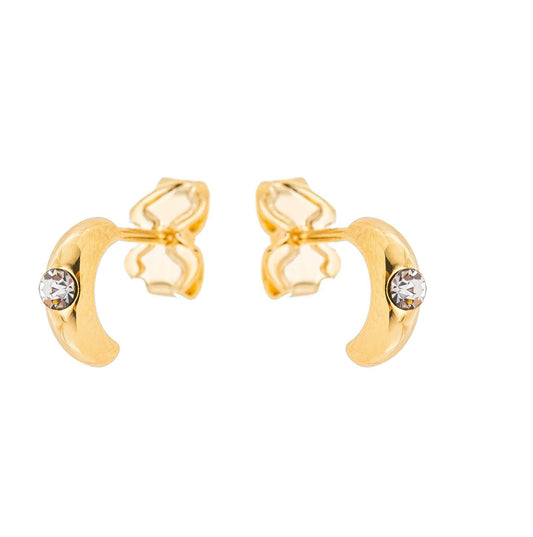 Brinco argola com pedra banhado a ouro 18k