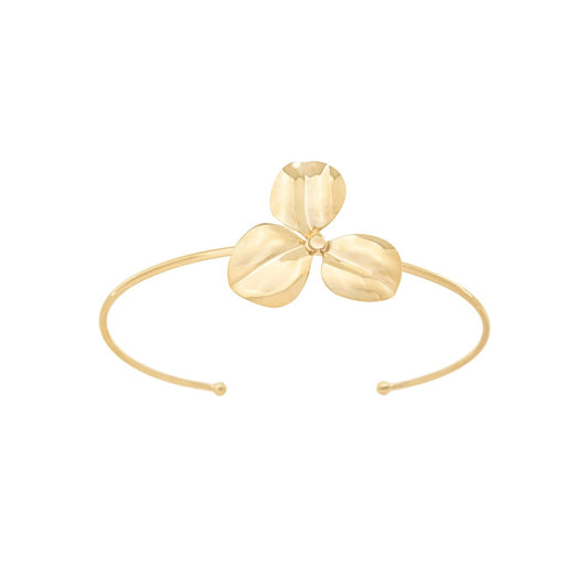 Bracelete flor 3 pétalas banhado a ouro 18k - Biju & Cia.