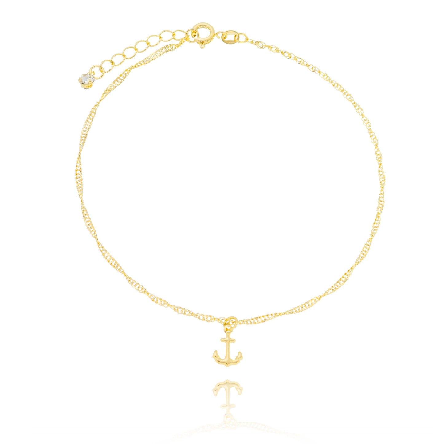 Tornozeleira com âncora banhada a ouro 18k - Biju & Cia.