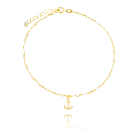 Tornozeleira com âncora banhada a ouro 18k - Biju & Cia.
