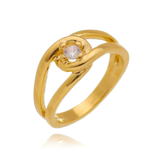 Anel solitário banhado a ouro 18k