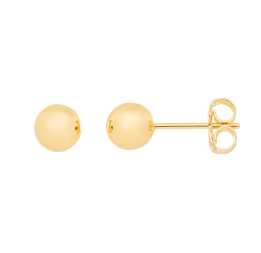 Brinco de bola de 6mm banhado a ouro 18k