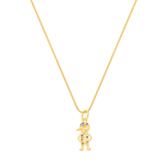 Gargantilha menino com zircônias coloridas banhada a ouro 18k - Biju & Cia.