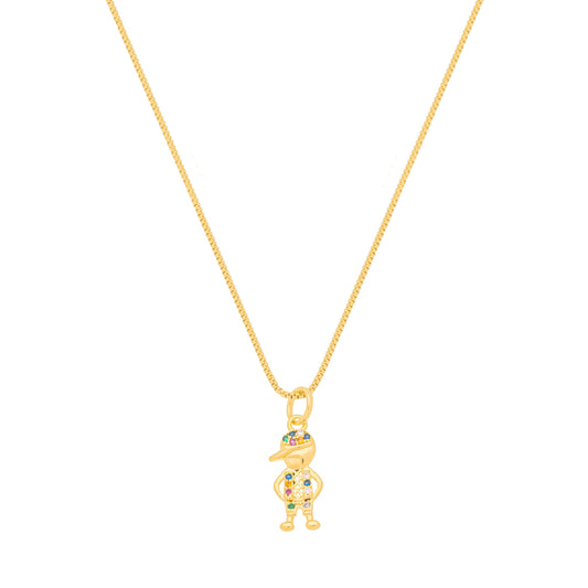 Gargantilha menino com zircônias coloridas banhada a ouro 18k - Biju & Cia.
