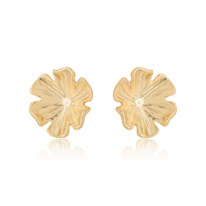 Brinco de flor banhado a ouro 18k - Biju & Cia.