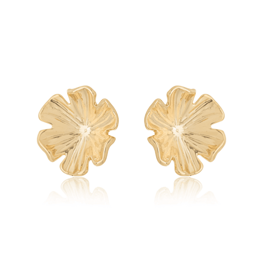 Brinco de flor banhado a ouro 18k - Biju & Cia.