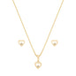 Conjunto coração com pedra banhado a ouro 18k