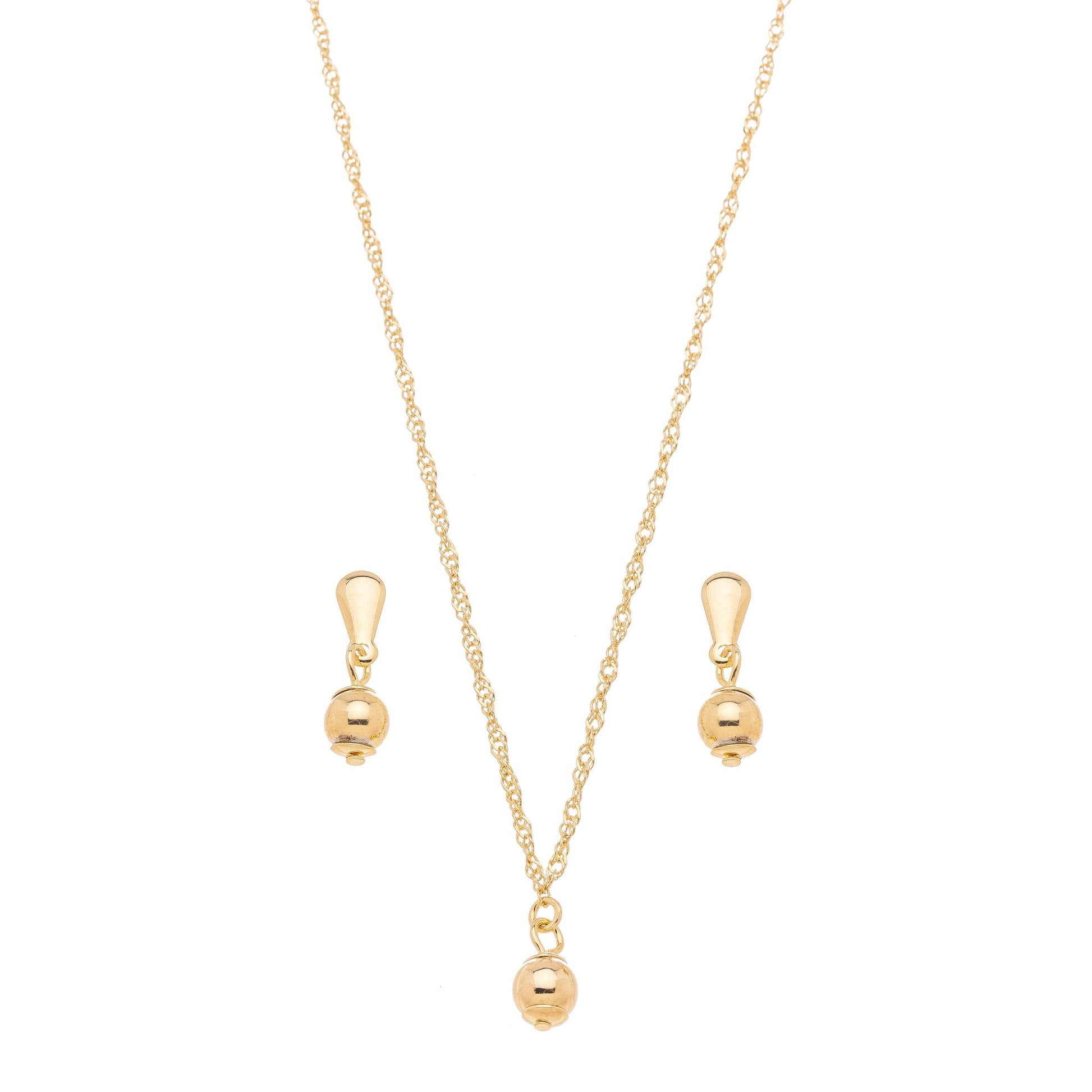 Conjunto de bola lisa banhada a ouro 18k - Biju & Cia.