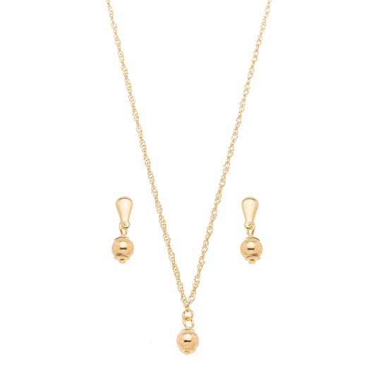 Conjunto de bola lisa banhada a ouro 18k - Biju & Cia.