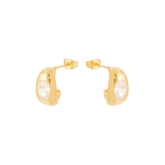 Brincos de argola com zircônia banhado a ouro 18k - Biju & Cia.