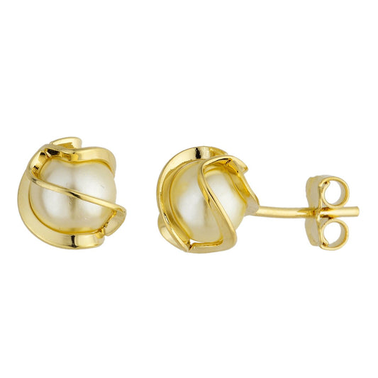Brinco com pérola banhado a ouro 18k - Biju & Cia.