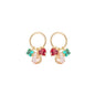 Brinco de círculos com pedras coloridas penduradas banhado a ouro 18k - Biju & Cia.