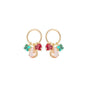 Brinco de círculos com pedras coloridas penduradas banhado a ouro 18k - Biju & Cia.