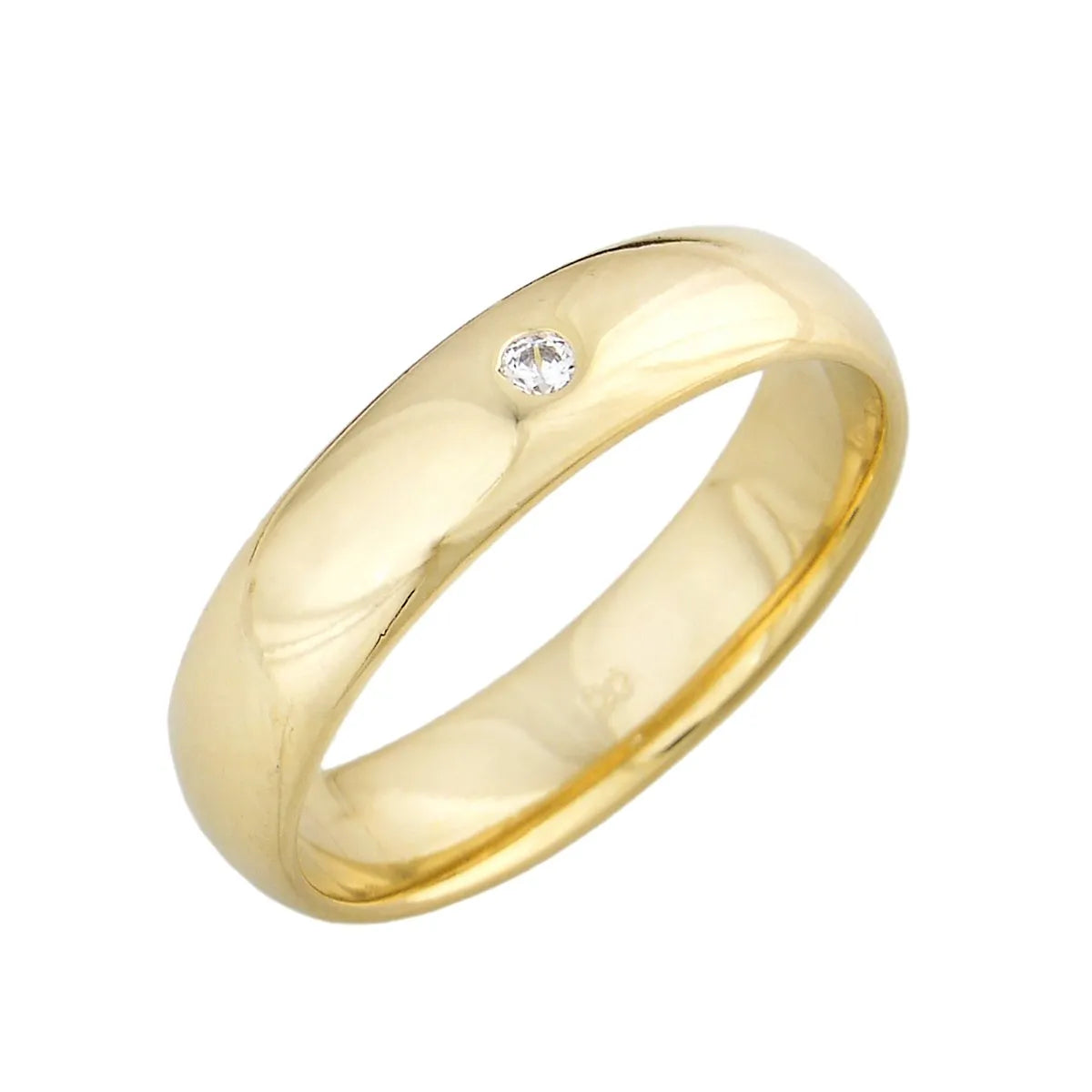 Aliança anatômica com pedra de zircônia banhada a ouro 18k - Biju & Cia.