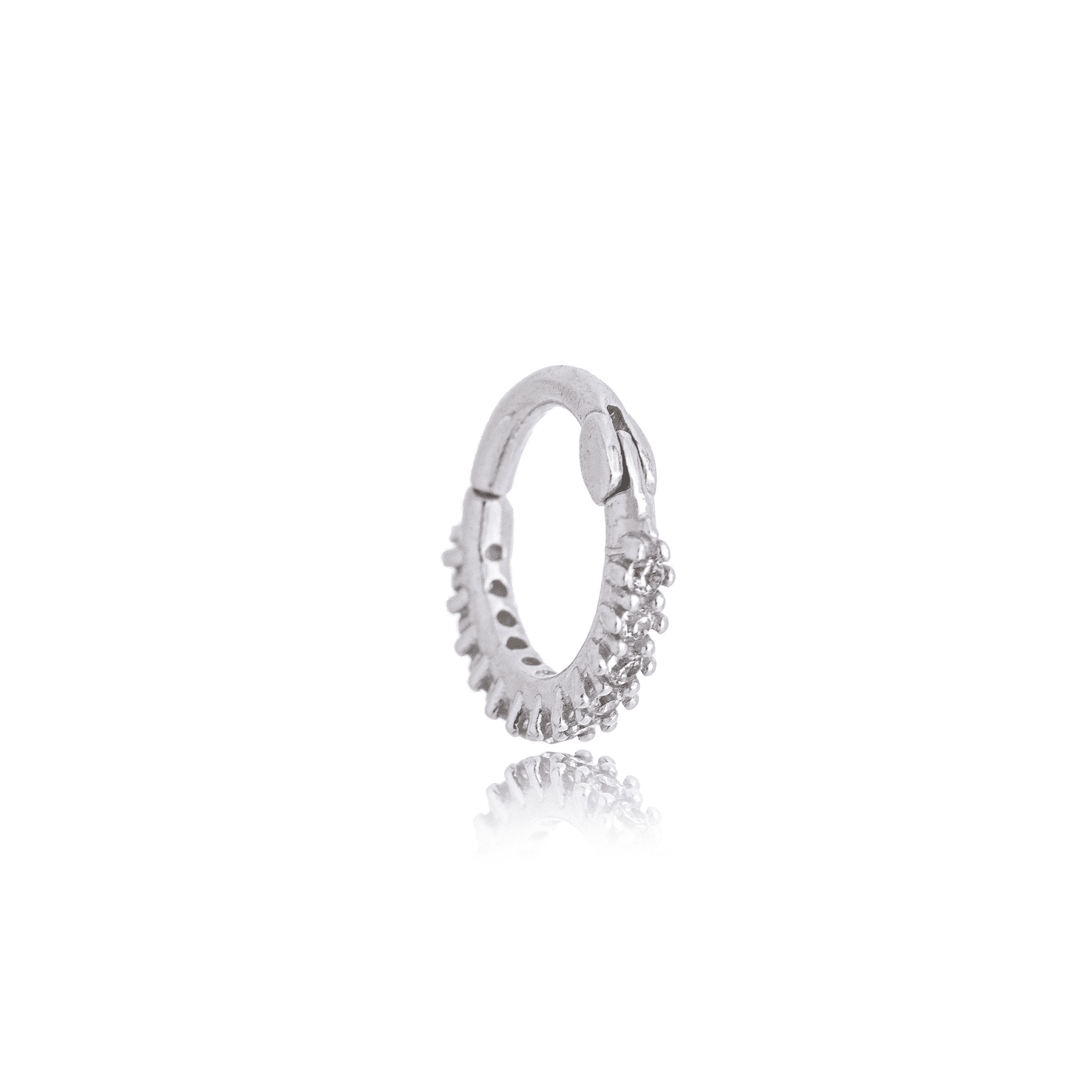 Piercing argolinha com zircônias em prata 925 - Biju & Cia.