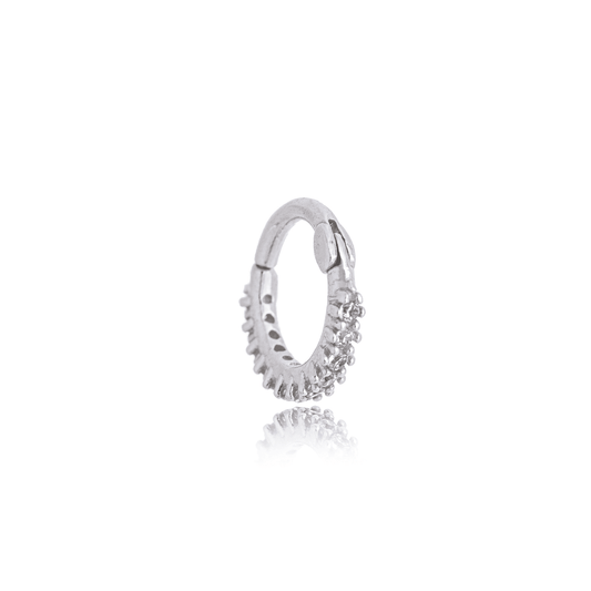 Piercing argolinha com zircônias em prata 925 - Biju & Cia.