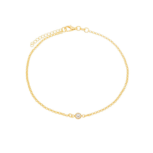 Tornozeleira com zircônia banhada a ouro 18k - Biju & Cia.