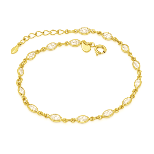 Pulseira navetes com zircônia banhada a ouro 18k