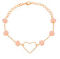 Pulseira coração e cristais rosa bebê banhada a ouro 18k