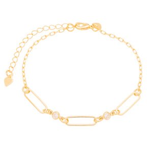 Pulseira oval e pedras banhada a ouro 18k