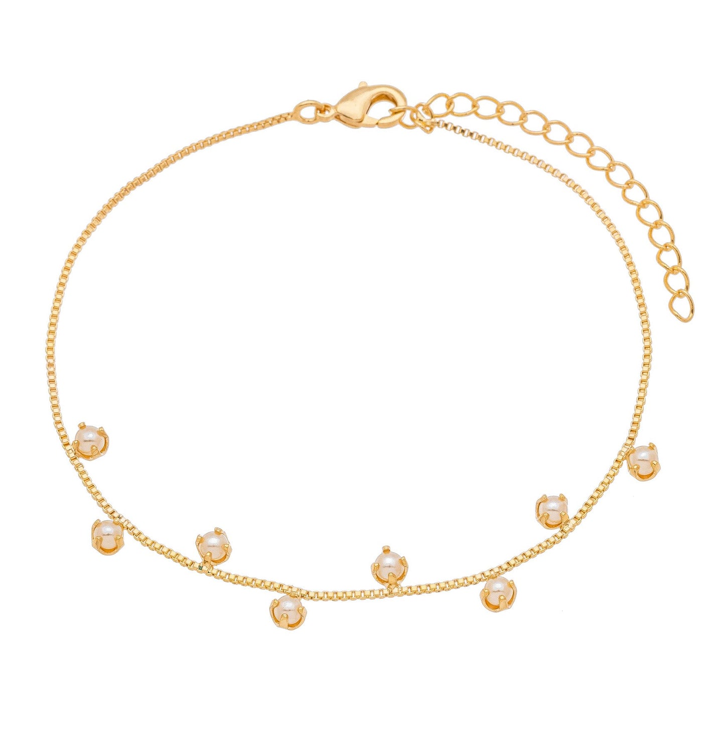 Pulseira pérolas banhada a ouro 18k
